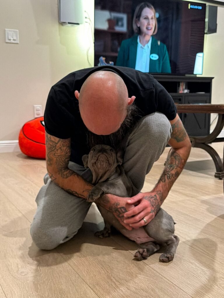 A Family Bullies puppy at home with its family